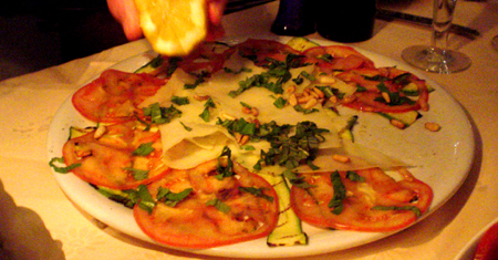la giostra florence tomatoe cucumber cheese lemon carpaccio