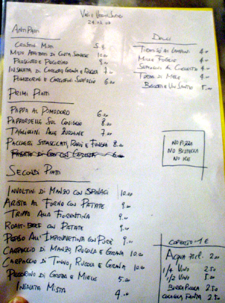 Florence Vini E menu